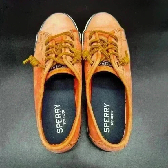 Orange/peach Sperry full leather/nubuck upper Crest Vibe sneaker size 9M - Picture 5 of 7